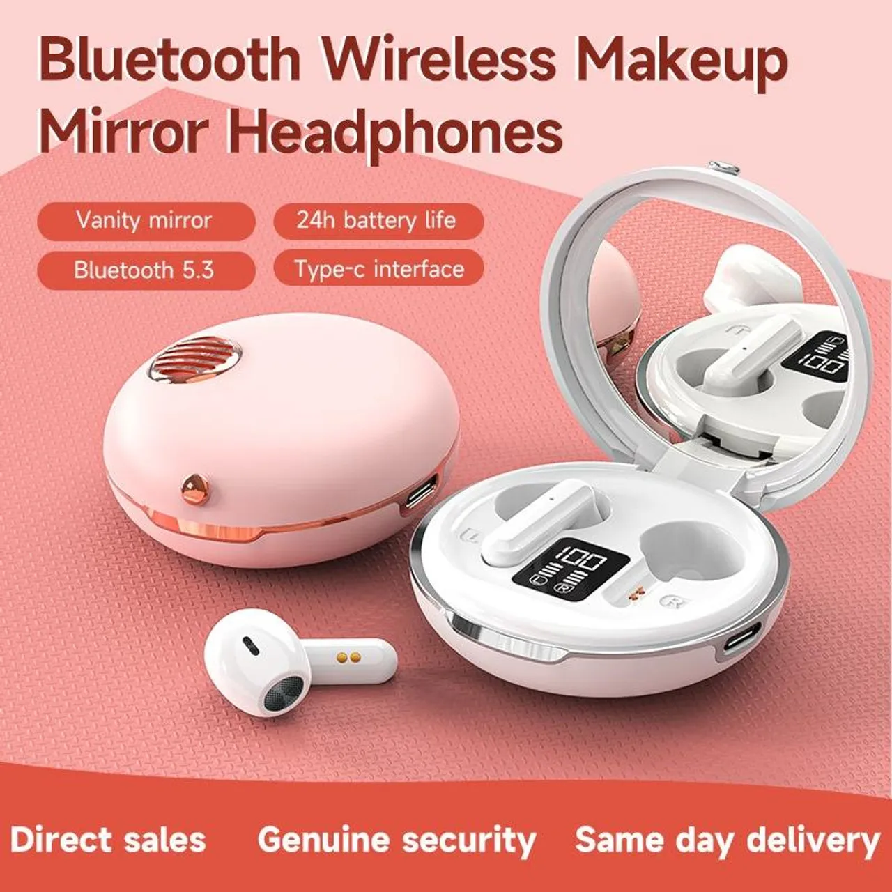 Save Big on Bulk Tws Bluetooth Wireless Earphones Air S28 TWS Bluetooth  Earphones, HiFi Stereo Makeup Mirror Wireless Headphones W/ Charging Case 