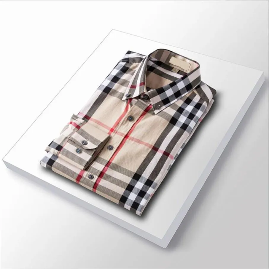 2023 camicia casual da uomo d'affari di marca da uomo a maniche lunghe a righe slim fit masculina sociale maschile T-shirt nuova moda uomo checke2637