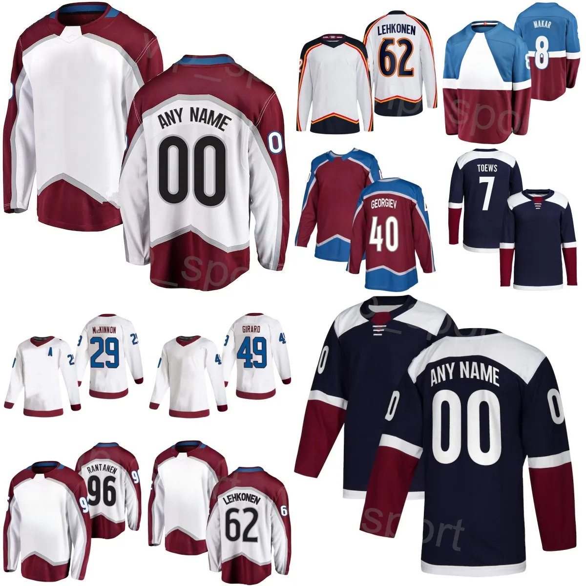 Women Men Men Hockey 49 Samuel Girard Jersey 40 Georgiev 29 Nathan Kinnon 96 Mikko Rantanen 8 Cale Makar 62 Artturi Lehkonen 7 Devon Toews Custom Stadium