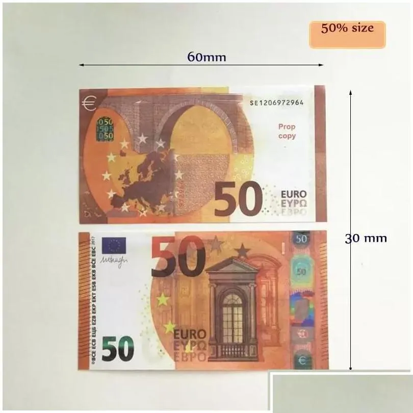 Autres fournitures de fête de fête 2022 Fake Money Banknote Prop Moneys Sublimation Blanks En gros Un film de faveur Euro Drop Livraison Ho Dhgze
