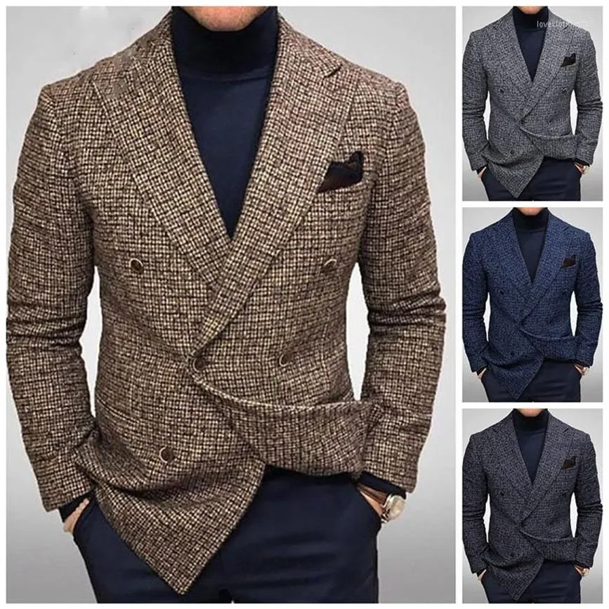 Abiti da uomo 2022 Stile europeo e americano Abbigliamento da uomo Button Plaid Business Casual Shopping Abito a maniche lunghe Jacke289w