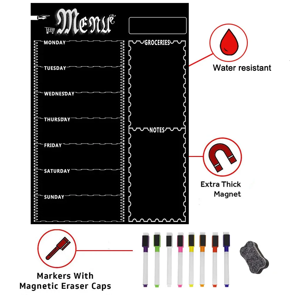 Planificateur de menus magnétique effaçable avec stylo