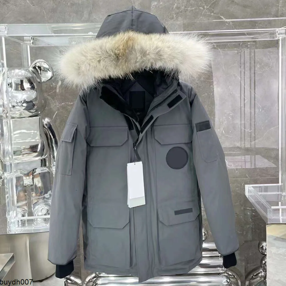 Qfbm Men's Designer Winter Down Jacket Women Fashion Trend Fur Parkas Lovers Thickened Warmth Feather Waterproof Warm Outdoor Coat Black Grey