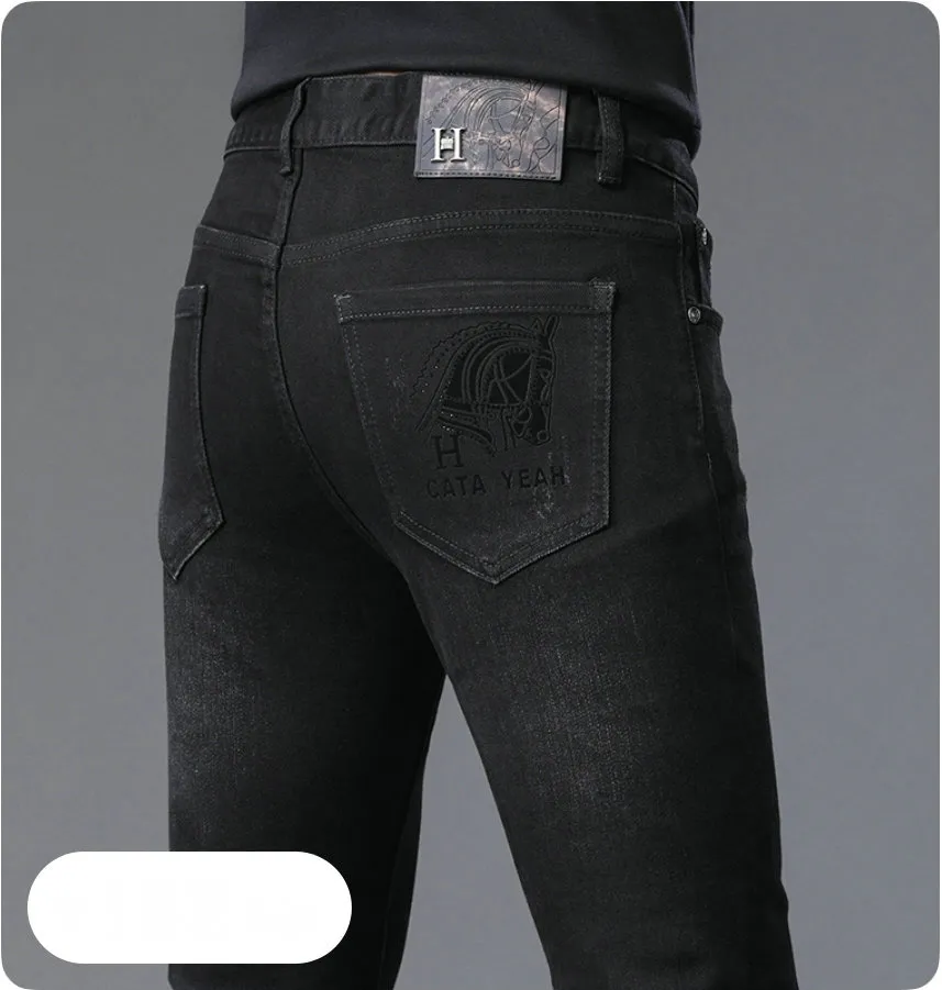 Nieuwe JEANS Broek herenbroek Stretch Herfst winter AJicon Geborduurde nauwsluitende jeans katoenen broek gewassen recht business casual MK9803-0