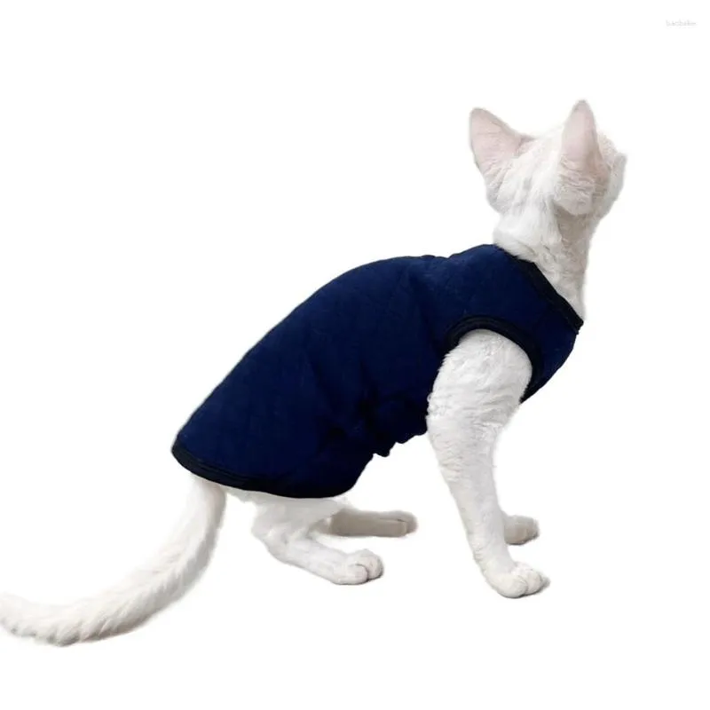 Costumes de chat Gilet matelassé en coton pour bébé Costume Sphynx Devon Rex Protection du ventre épais et chaud Anti-saleté Anti-allergie Vêtements sans poils