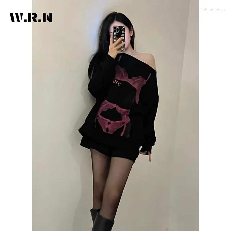 Damen T-Shirts 2023 Herbst Winter Sexy Casual Bikini Print Langarm T-Shirts Mode Süße Clubwear Stil Loose Fit Tees Tops