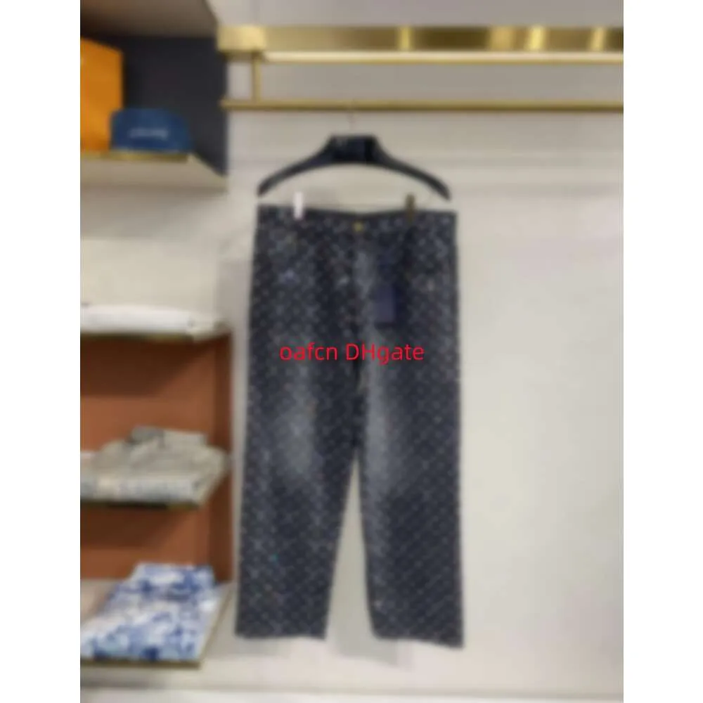 Men's and Women's Designer Pants Sports Letter Jacquard 1854 Old Flower Hot Diamond Set Denim Pants Letter Men's Jogging Pants