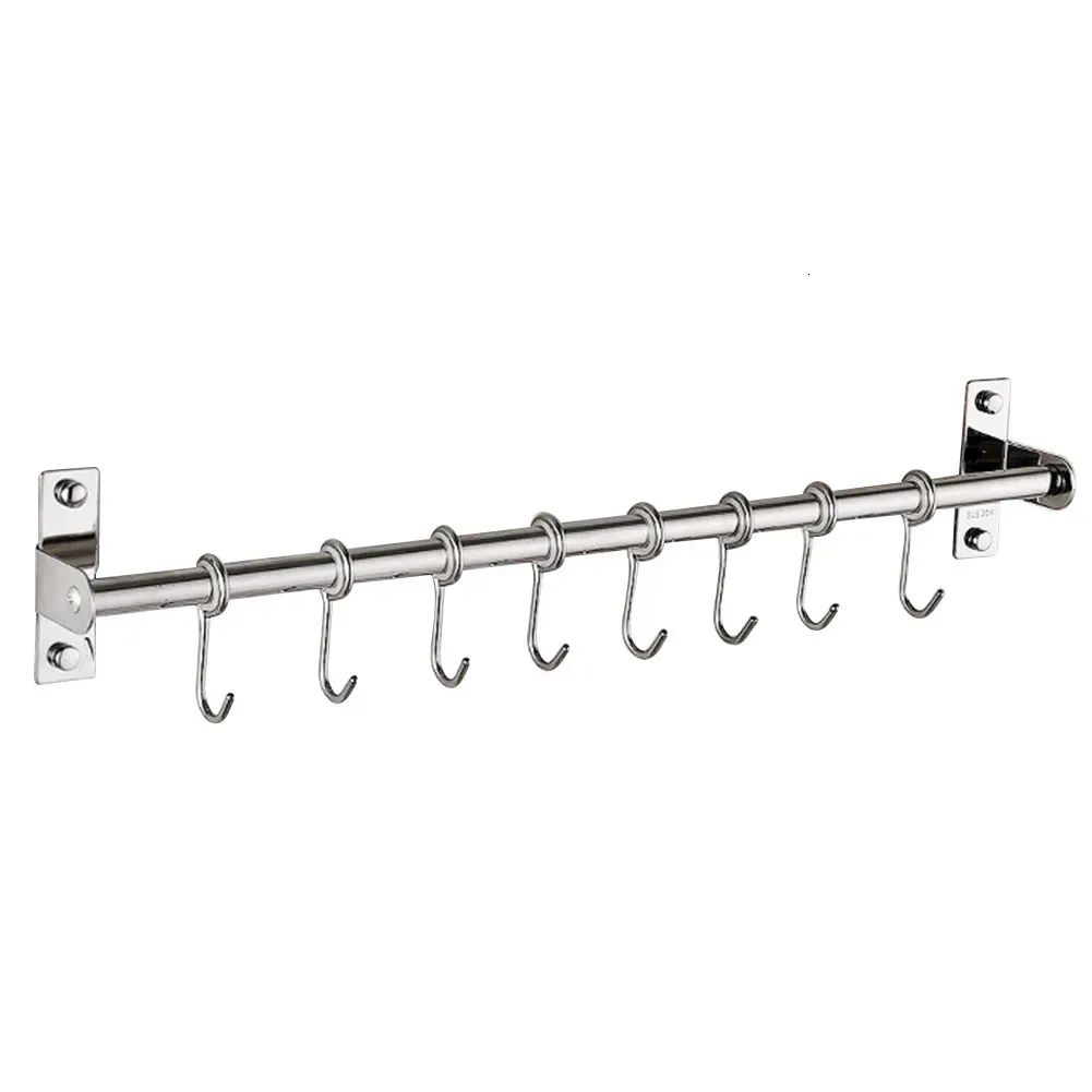 Kitchen Towel Hooks Home Pan Tools Storage Rack Punch Free Screw Fixed Hanger Organizer Utensils Stainless Steel Holder Wall Mounted Hanging Pot 231007