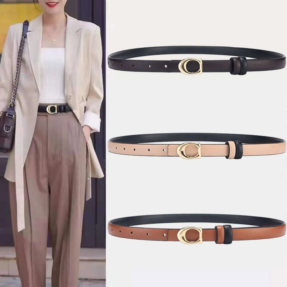 New c-button double-sided women's belt fashion slim fit decorative thin belt women's Korean ins style young student belts