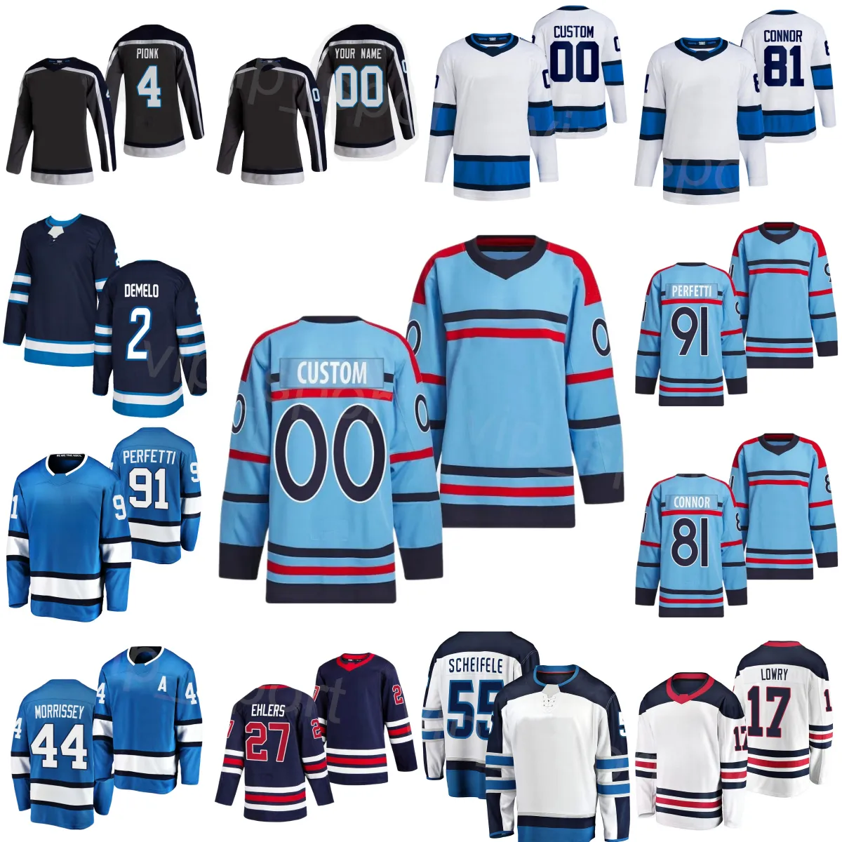 여자 남성 청소년 하키 91 Cole Perfetti Jersey 2 Dylan Demelo 81 Kyle Connor 44 Josh Morrissey 55 Mark Scheifele 27 Nikolaj Ehlers 17 Adam Lowry Neal Pionk Custom Name