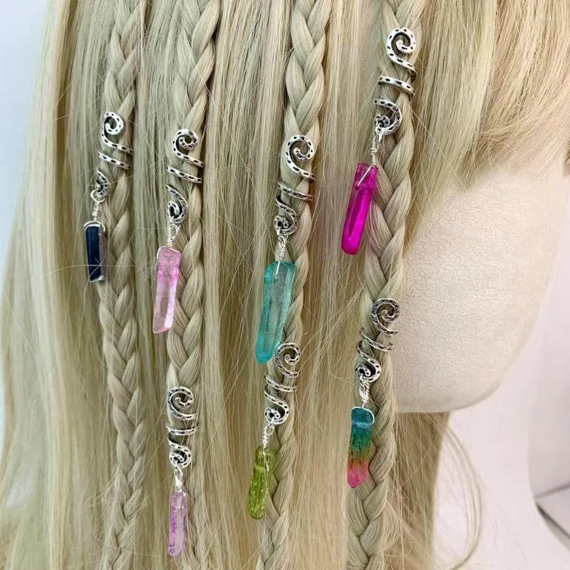 Saç klipsleri moda doğal kristal tomurcuk vidalı dreadlocks örgü örgülü aksesuarlar Ring Lady'nin el yapımı diy tatil gelin hediyesi