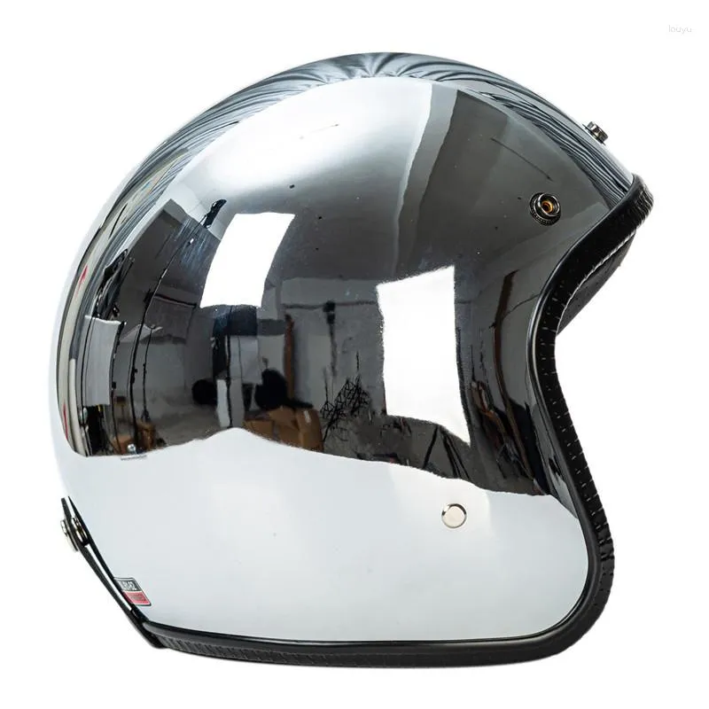 Motorcykelhjälmar Vintage America Open Face Hjälm Chopper Bobber Style Electropating Mirror Surface Personlig café racer