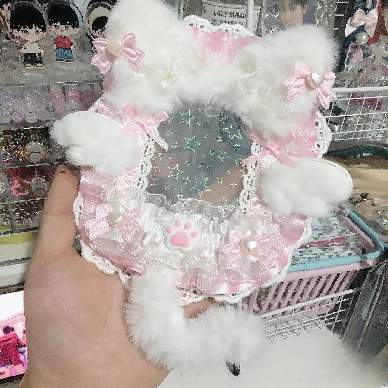 Inne wystrój domu po rękawy karty KPOP Holograficzny uchwyt na pocard brelkain Idol Poca Collector karty Protektorów Pink Kawaii Stuffy 231009