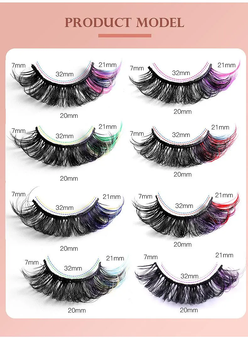 Handmade Reusable Color Fake Eyelashes Fluffy Wispy Thick Natural Colored Lashes Extensions Naturally Soft Delicate DHL