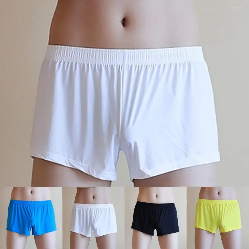 Underpants Cool Summer Ice Silk Men Boxer Shorts Casual Sheer Soft Breathable Seamless Trunks Briefs Underwear Male Clothing