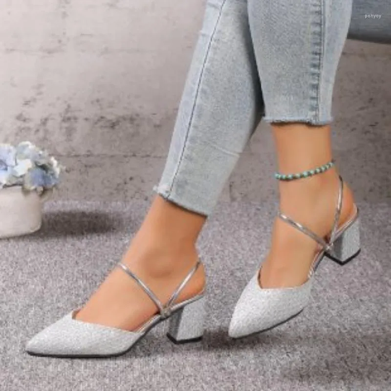Elegant comfortable low chunky heel summer sandals sale