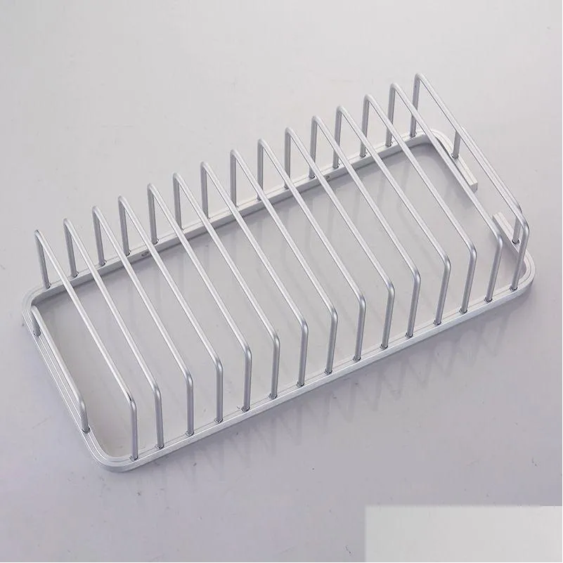 Bathroom Shelves Bathroom Wall Mounted Rectangar Net Basket Single Layer Deep Storage Rack Non Perforated Shower Home Garden Bath Bath Otf3D