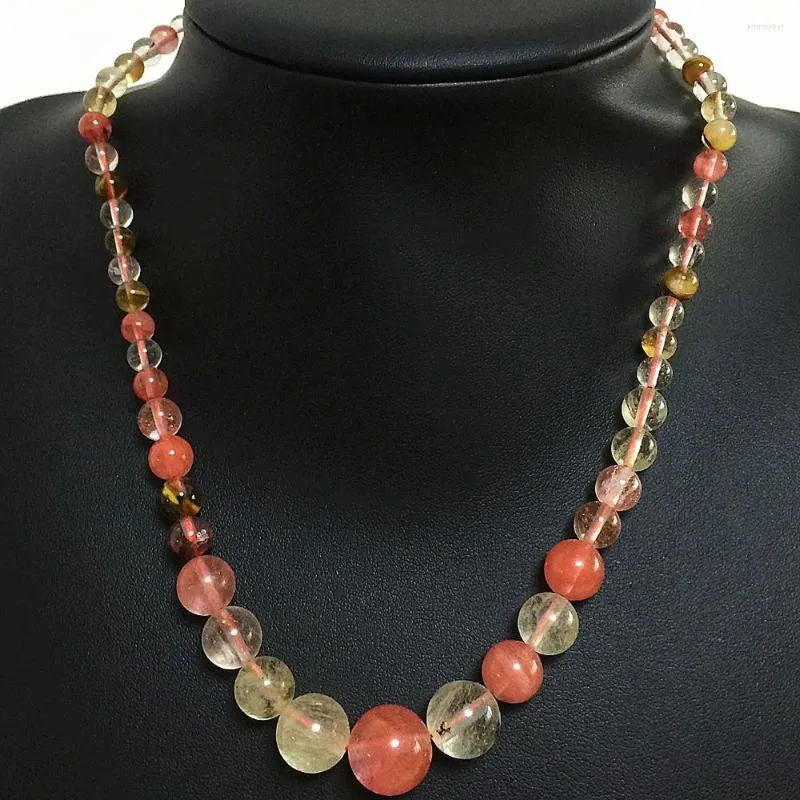 Chaînes Style de mode 6-14mm Ly pastèque Tourmaline pierre cristal facettes perles rondes collier à faire soi-même 17''ge4046