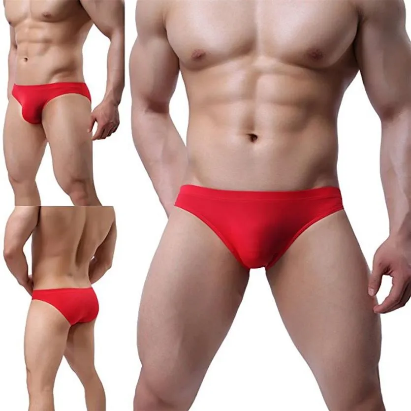 Intimo da uomo di tendenza moda Intimo bikini sexy in seta di ghiaccio Vita bassa Slip traspiranti senza cuciture Designer Uomo Trasparente Bri300b