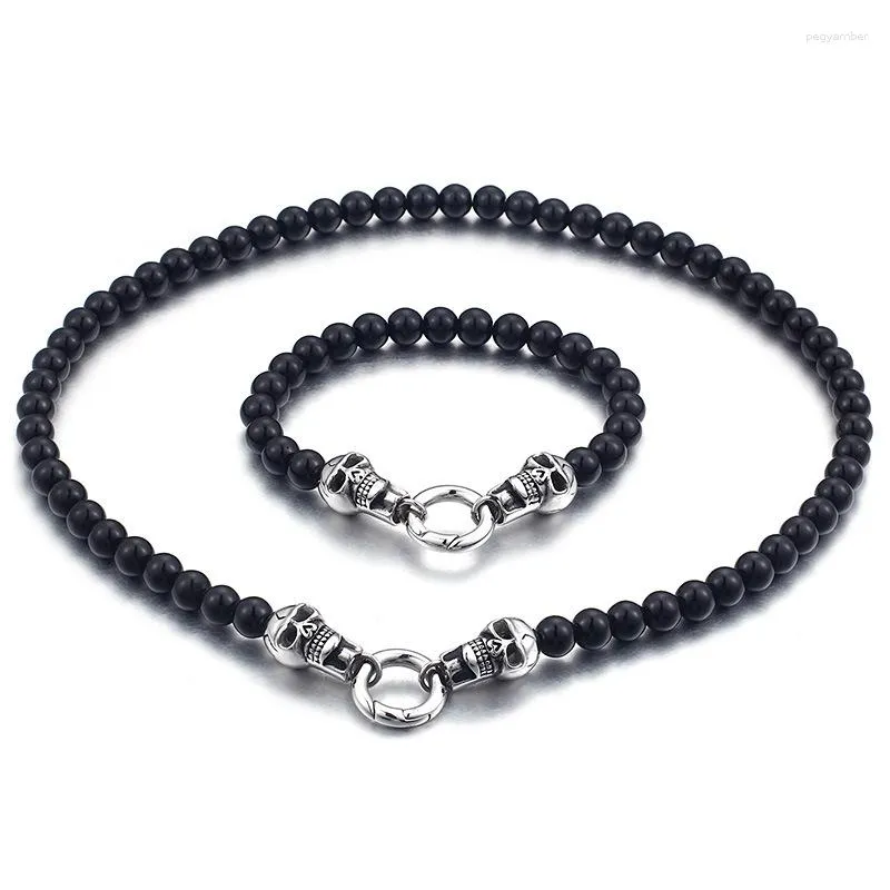 Chaînes Tendance Crâne Collier Punk Vent Tête Perles Bracelet Bijoux