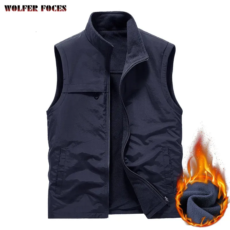 Gilets pour hommes Camping gilet Zip multi-poche tactique militaire hommes vestes d'hiver maille sans manches veste travail escalade chasse homme Denim manteau 231009