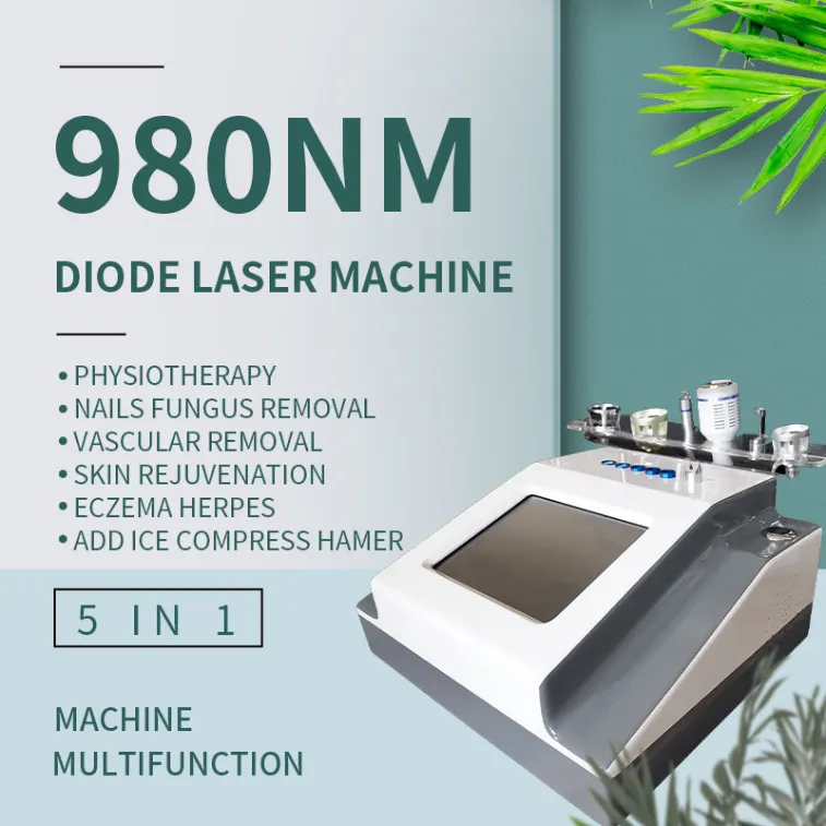 Máquina de emagrecimento 980Nm Máquina de remoção de veias 980 Diodo Laser Varicosas Veias Vasculares Unhas Fungo Equipamento de fisioterapia