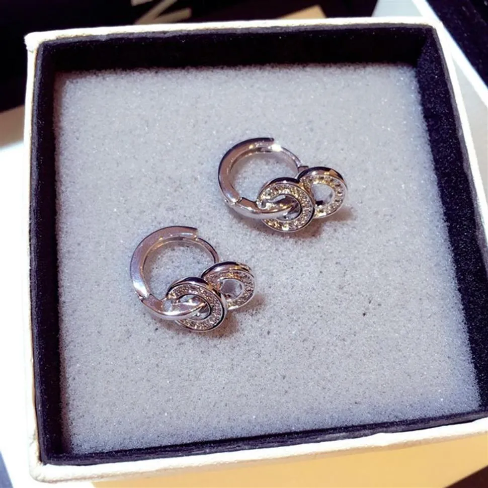 Women Crystal Hoop kolczyki S925 Sterling Srebrny Upokajny Biżuteria Women Wedding Bridal Ear Biżuter