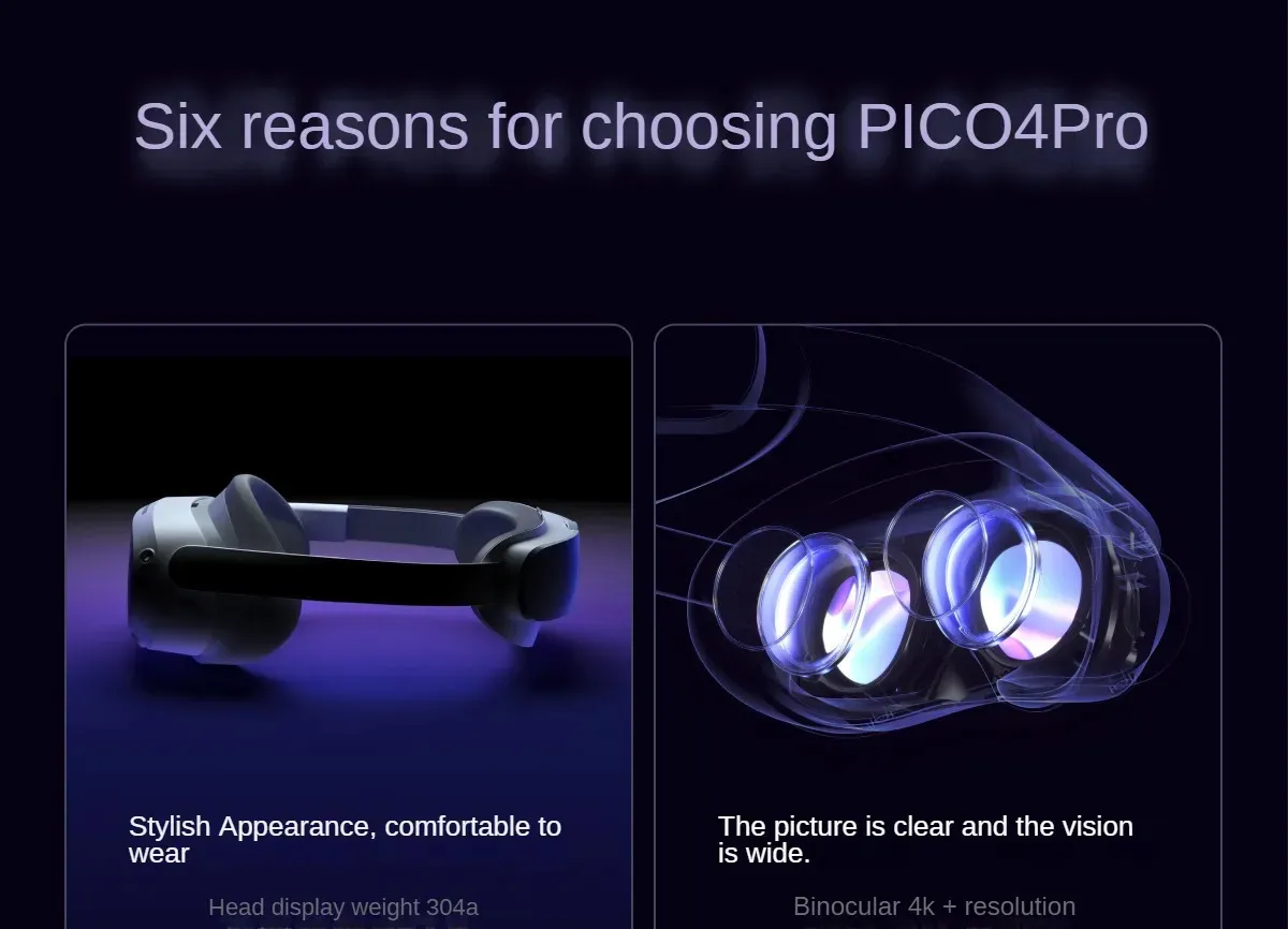Pico4 Pro VR Headset 8GB RAM 512GB Storage 6DoF Spatial Tracking 