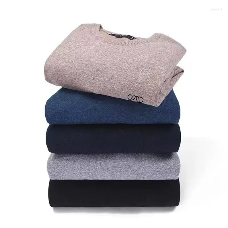 Men's Sweaters Autumn And Winter High Quality Embroidered Woolen Sweater Round Neck Pullover Warm Versatile Knitted