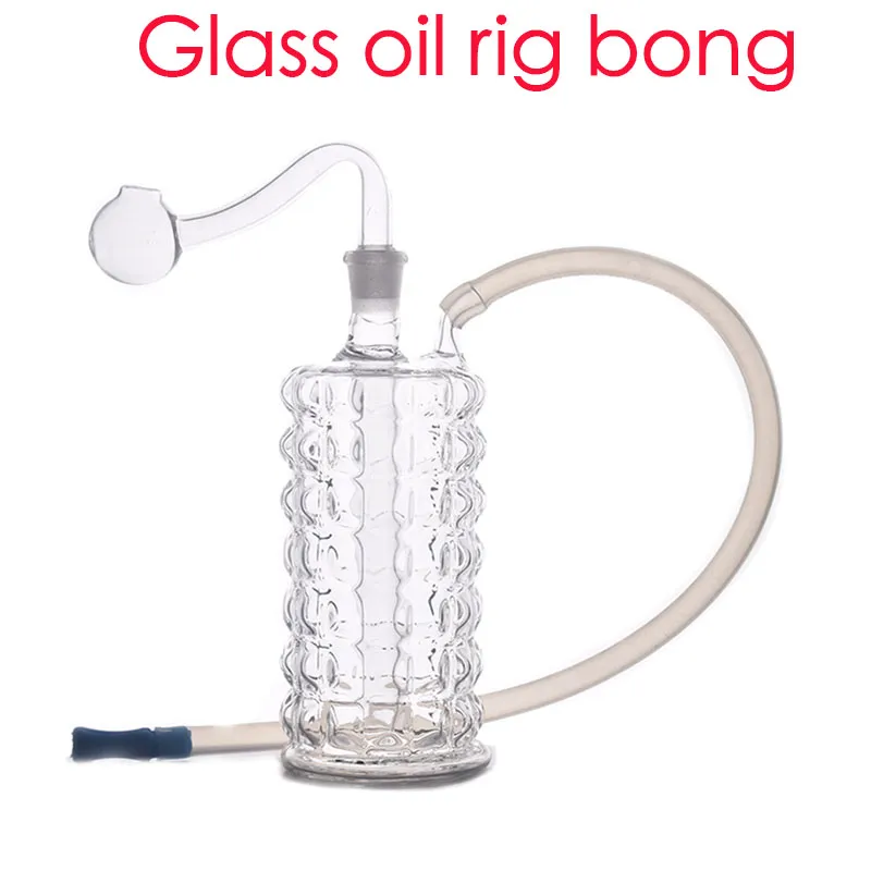 Narghilè creativo 3D all'ingrosso Vaso di cristallo spesso inebriante Tubo per bruciatore a olio in vetro Tubo da 10 mm per acqua femminile con tubo in silicone e ciotola per fumare