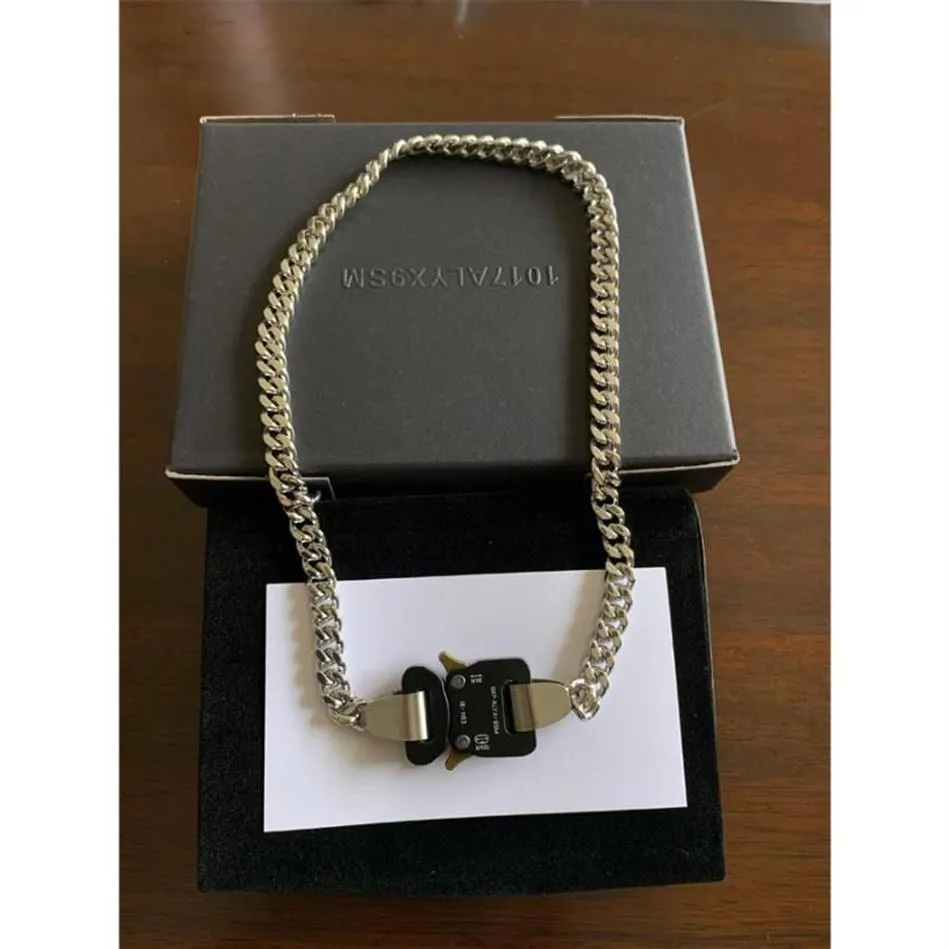 Alyx Cubix Chain Necklace Men Women Classic 1017 Alyx 9SM Halsband Signature Metal Buckle rostfritt stål ColorFast324K