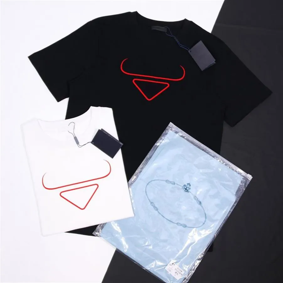 21ss most fashion t shirt men classic designer tees Noble red triangle print Year of the Ox limited style 230 g Combed cotton Comf241Z