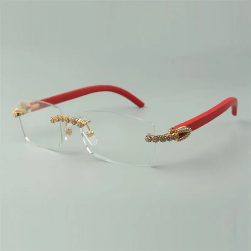 Designer bouquet diamond glasses Frames 3524012 with red wood temples and 56mm lens230n