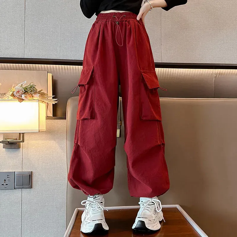 Korean Fashionable Loose Cargo Pants Womens For Teenage Girls Wide Leg  Casual Sweatpants, Loose Fit, Sizes 5 14 Years 231007 From Deng08, $13.41