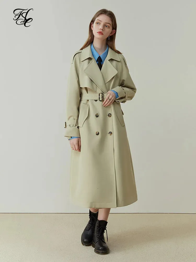 Herenjassen FSLE Klassiek Mode Double-breasted Middellange Trenchcoat Dames Lente Britse stijl Effen All-match Windscherm voor Dames 231009