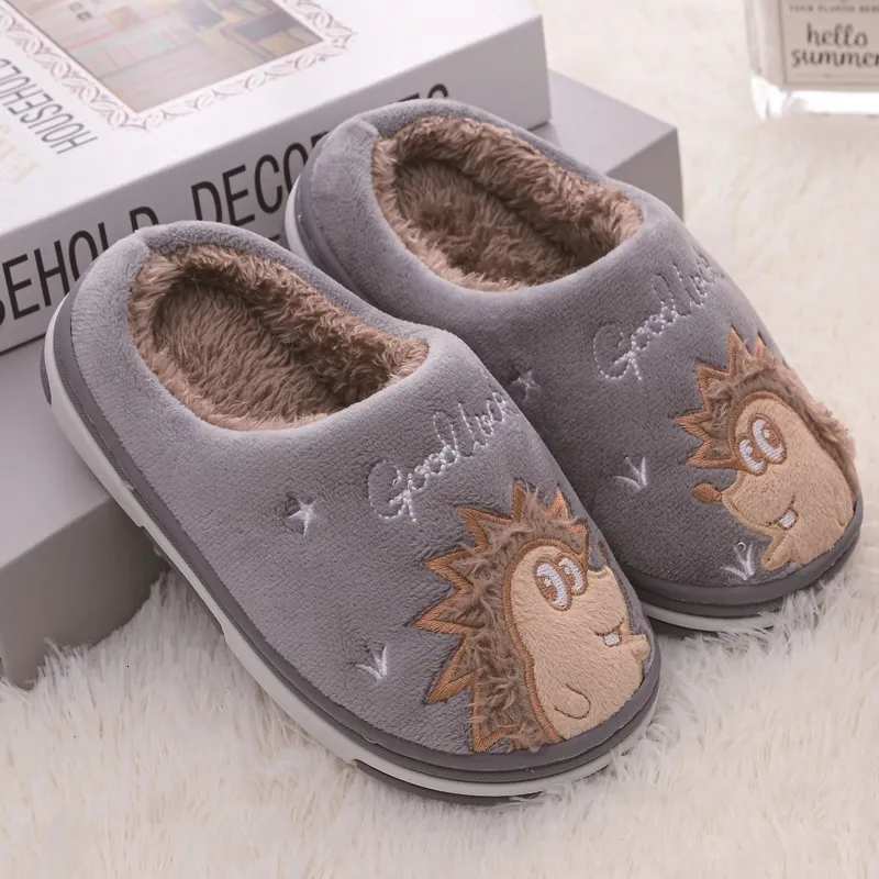 Slipper Fashion Toddler Boy Slippers Winter Warm Shoes Casual Home Gear Baby Items Anti slip Sole Loafers Cartoon Hedgehog Kids Footwear 231007