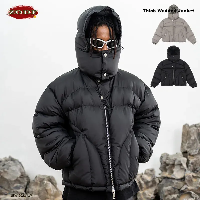 Mens Down Parkas ZODF Men Winter Cotton Liner Zipper Jackets Unisex Thick Warm CottonPadded Clothes Hooded Coats Outwears HY0260 231009