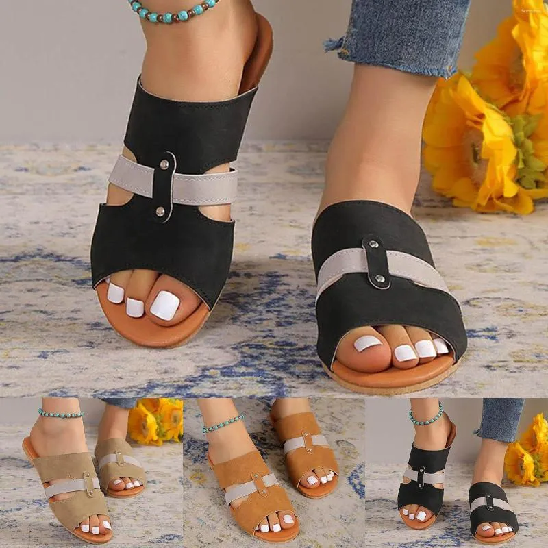 Sandals femmes mode motif d'été coloré à bout ouvert fond plat confortable et non léopard pour femmes Taille 8