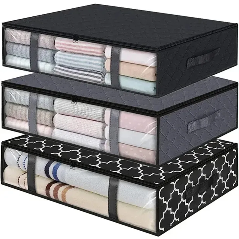 Lagringslådor BINS Nonvävda underbäckar Big kapacitet Vikbara kläder Däcke Kudde Quilt Organizer Sundries 231009