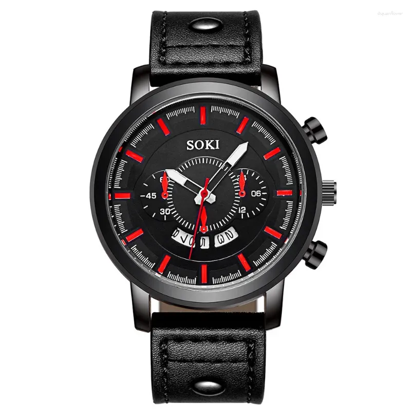 Armbanduhren Ankunft Mode Männer Kalender Uhren Top Marke SOKI Luxus Herren Quarz Analog Datum Uhr 100 teile/los