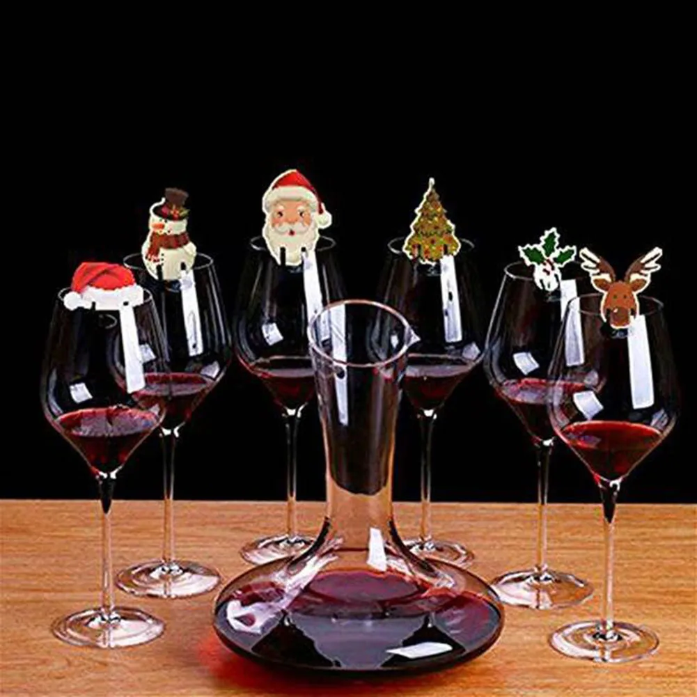 Christmas Glass Cup Card Santa Claus Hat Wine Glass Decor Ornaments Christmas Decorations Navidad Noel New Year 915