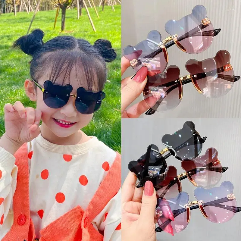 Lunettes de soleil pour enfants, tendance, pour filles et garçons, mignon, ours de dessin animé, Anti-éblouissement, Anti-radiation