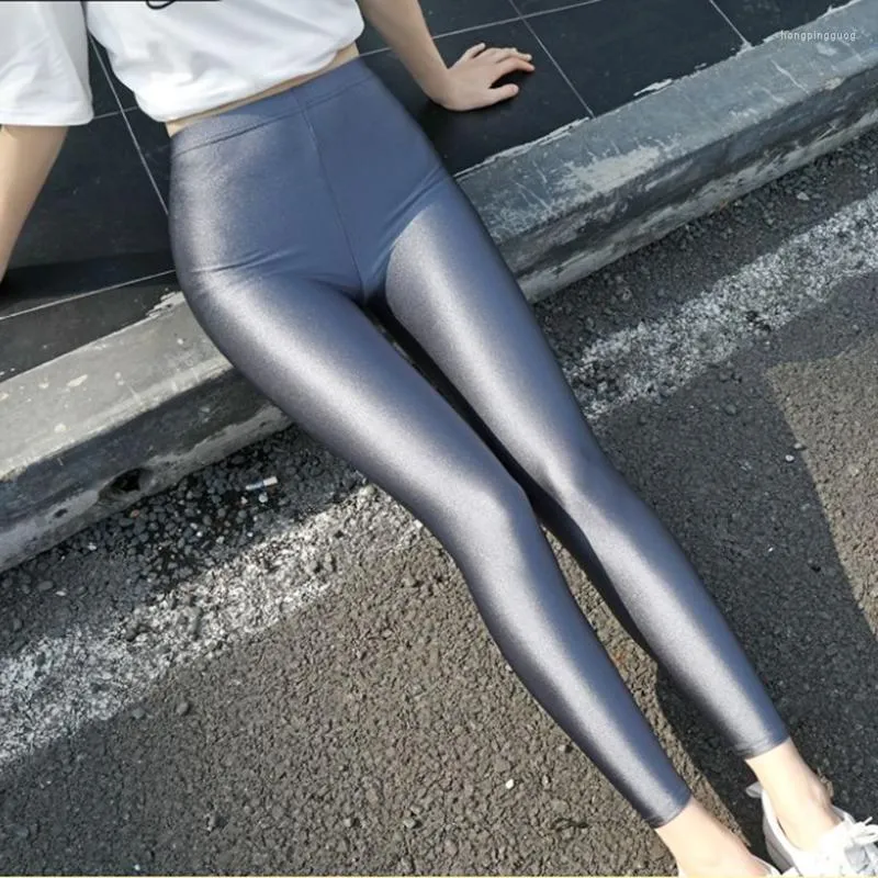 High Waisted Candy Colored Ice Silk Yoga Purple Leggings For Women