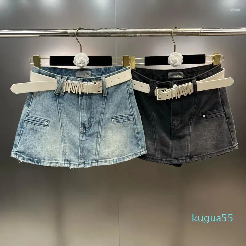 Saias Absgd 2023 Primavera Verão Coleção Letras Cinto Solto Curto Denim Saia Mulheres Vintage