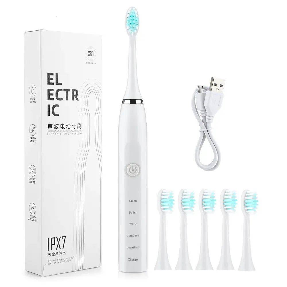 Toothbrush Sonic Electric Toothbrush for Men and Women Adult Household USB Rechargeable IPX7 Waterproof Tooth Whitening Oral Care 231007