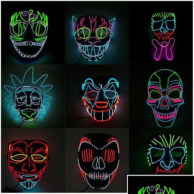 Máscaras de festa Máscaras de festa Arty LED Light Eagle Dancer Cat Head Moda Máscara legal do ano eleitoral de purga Grande para Festival Cosplay DHCN7