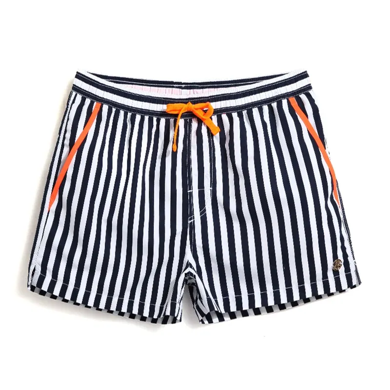quick-drying sports shorts stripe mesh lined beach pants men's loose three-piece hot spring swimming