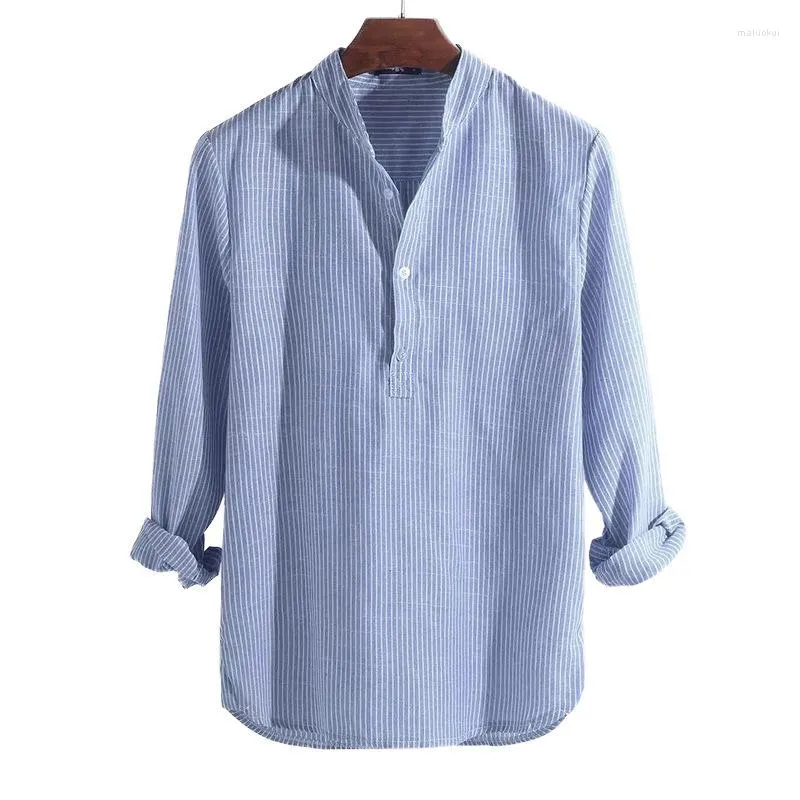 Camisas casuais masculinas moda algodão manga longa homens t primavera outono listrado gola camisa roupas masculinas plus size 5xl roupas