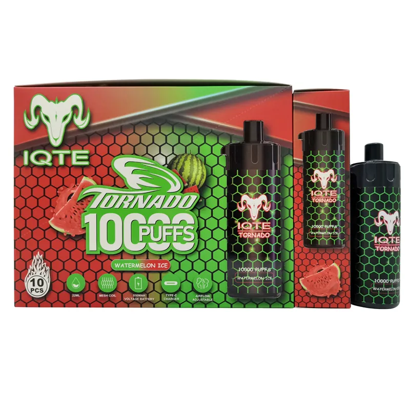 원래 100% iqte 100000 퍼프 2% 850mah 22ml 미리 채워진 장치 일회용 vape 승인 10 맛