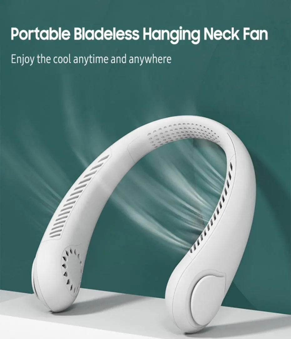 Hängande nackfläkt halsband lata nackhalsar kylande bladless USB mini fans sport 3 hastighet 360 grader roterande5436776